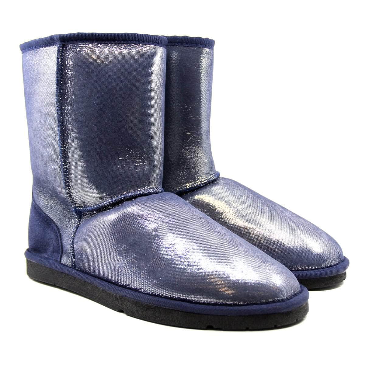 UGG Short Aquafleece Navy Blue Sparkle Boots - Image 4